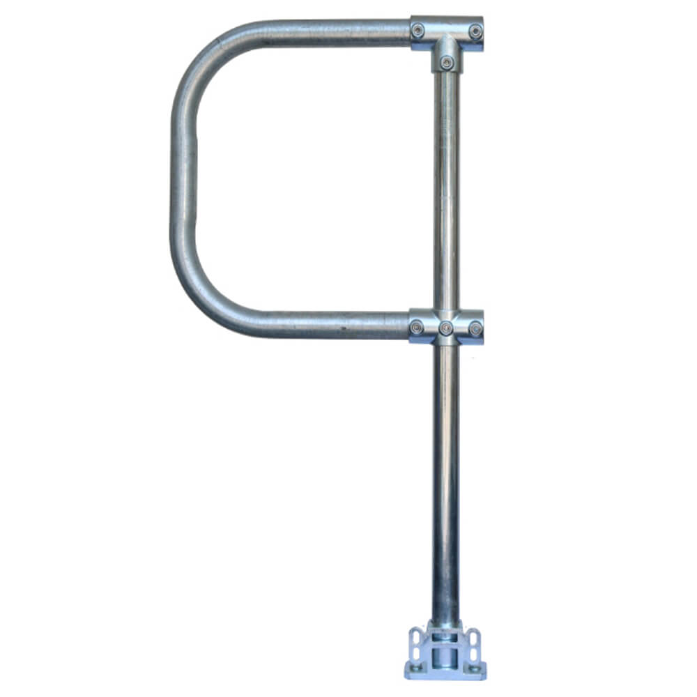 Standard Double Rail with Toeboard 4030-D48 End Post with D-Return - Galvanised front