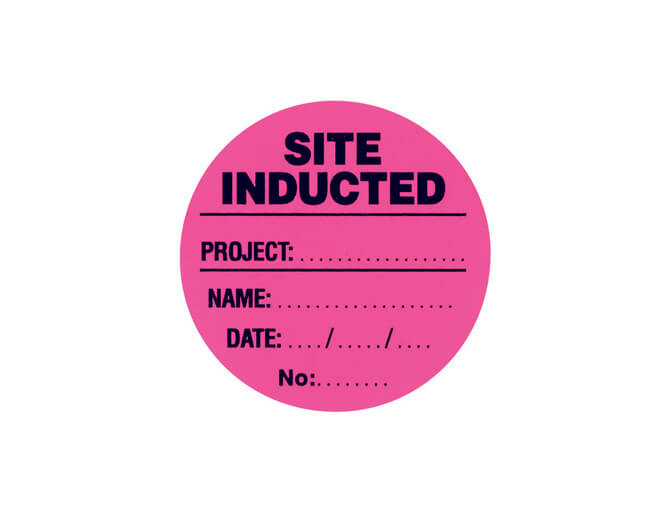 Generic Site Induction Label - Site Inducted Pink