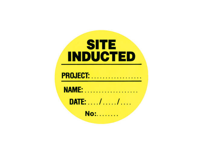 Generic Site Induction Label - Site Inducted Yellow