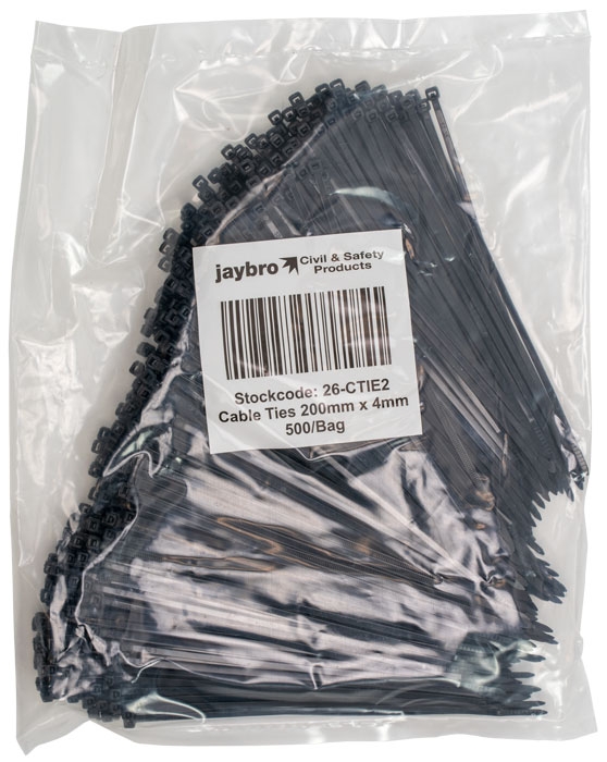 Cable Ties 200 mm x 4 mm Bag of 500 | Jaybro