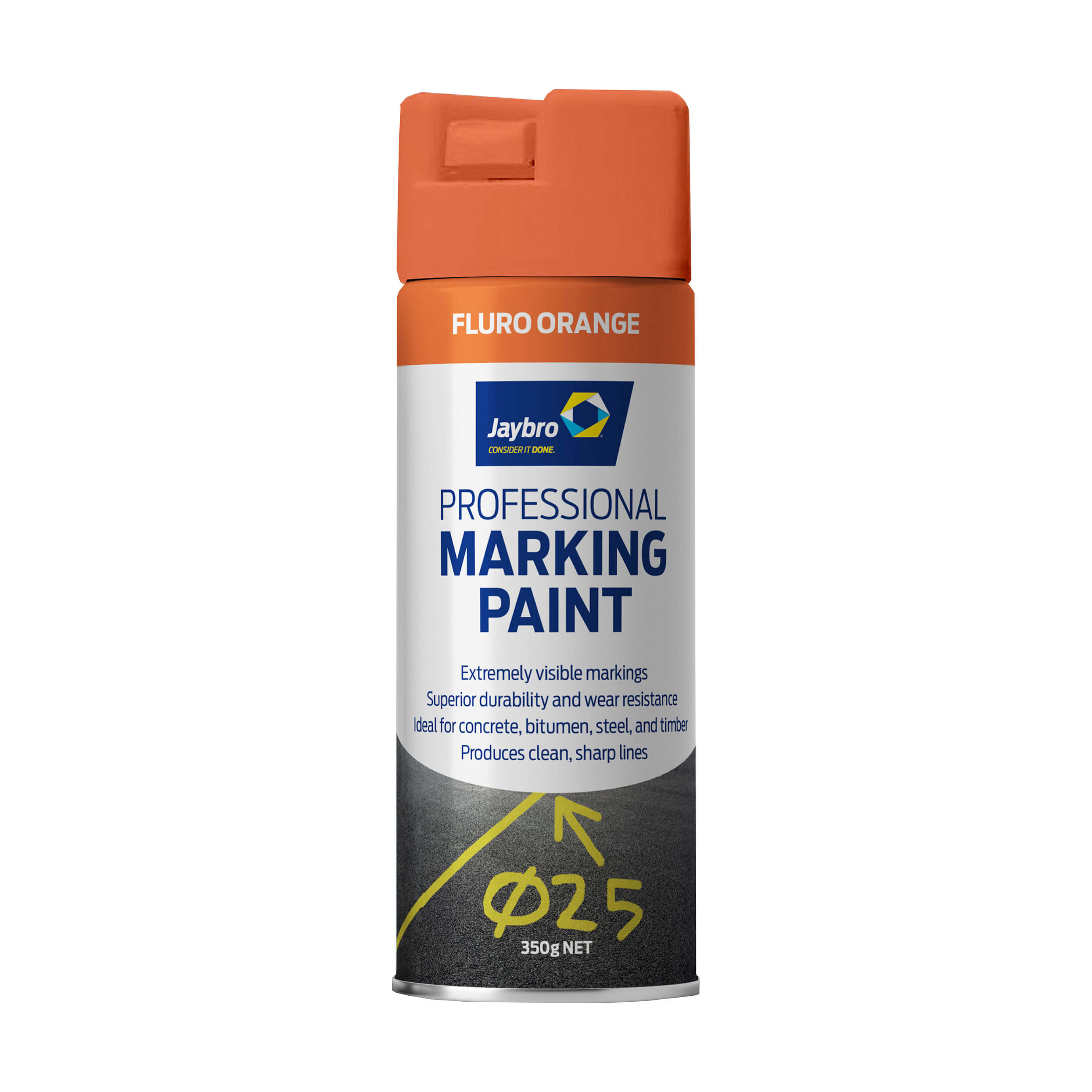 Jaybro Professional Spot Paint 350g Fluro Orange front view