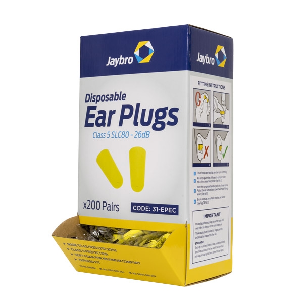 Disposable Ear Plugs - Tapered, 200 Pairs
