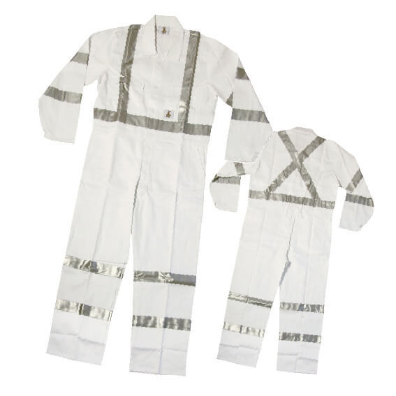 Day / Night Reflective White Work Overalls | Jaybro