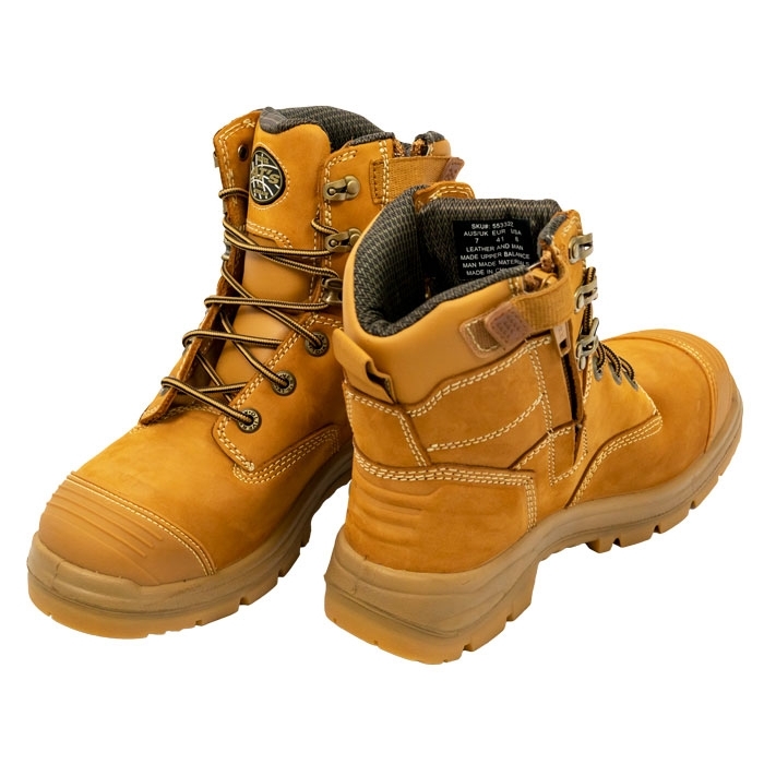 Premium Oliver AT Lace Up, Zip Sided, Mid Cut Safety Boot Mens Wheat