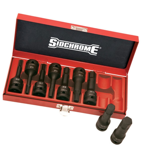 Sidchrome 9 Piece 1/2”Drive In-Hex Impact Socket Set AF