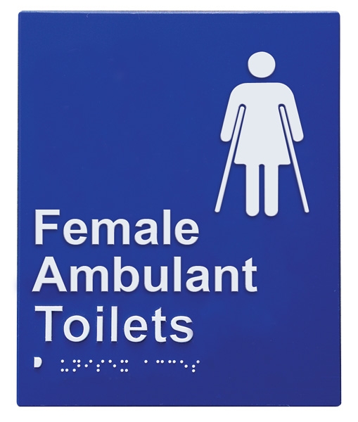 Door Braille Sign - Female Ambulant Toilet (Blue)