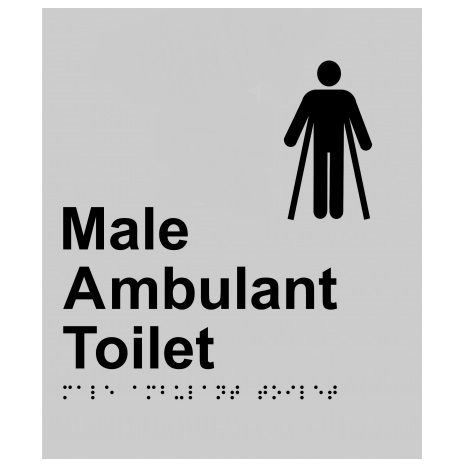 Male Ambulant Toilet Sign, Braille 180 x 220mm