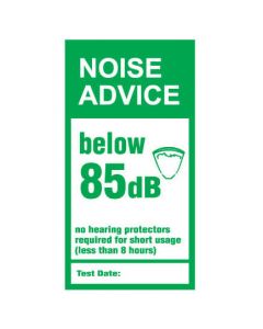 Machinery Safety Sticker - Noise Advice Below 85 dB