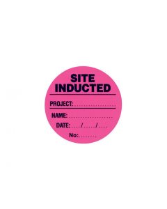Generic Site Induction Label - Site Inducted Pink