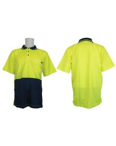 Hi-Vis Micromesh Short Sleeve Polo - 2XL Yellow/Navy
