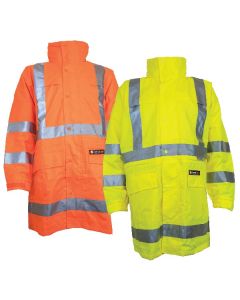 Hi-Vis Rainwear Jacket With Reflective x Pattern - Cold / Wet Weather Jacket