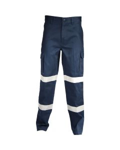 DNC Workwear Navy Cargo Pants with Reflective Tape