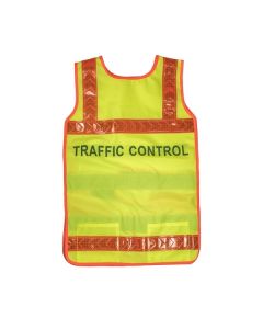 Hi-Vis Reflective Day/Night QLD Traffic Controller Vest Yellow Sizes M - 3XL
