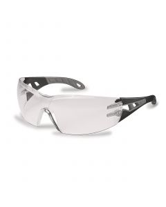 UVEX PHEOS Safety Glasses - Clear Lens, Grey / Black Frame