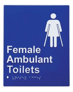 Door Braille Sign - Female Ambulant Toilet (Blue)
