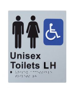 Door Braille Sign - Unisex Toilet Lh (Silver)