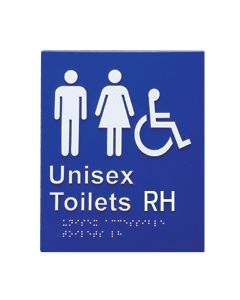 Door Braille Sign - Unisex Toilet Rh (Blue)