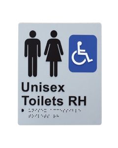 Braille Door Sign Unisex Toilet Right Hand
