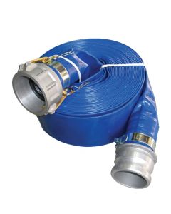 Blue PVC Layflat hose kit, 20m x 38 mm ID / 1.5" ID fitted with camlocks