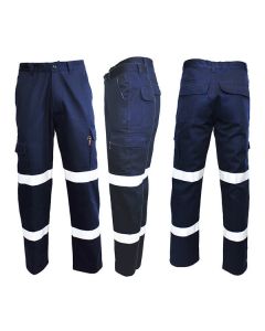 Navy Taped Cargo Drill Trousers - 82R
