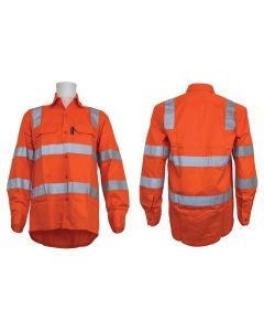 150gsm Cotton Drill Shirt Taped Orange - VIC Rail Standard