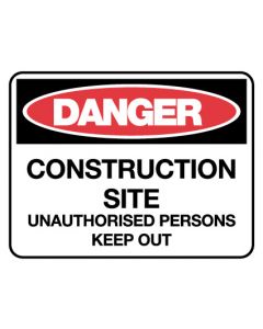 Danger Sign - Construction Site 600 x 450mm Metal