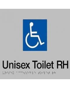 Disabled Rh Toilet Braille Sign Black/Me 180 x 210mm
