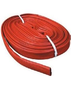 Red PVC Layflat hose, 25 mm ID / 1" ID. Sold in custom lengths by the metre.