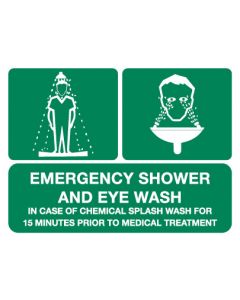 First Aid Sign - Emergency Shower And Eye Wash 600 x 450mm Poly