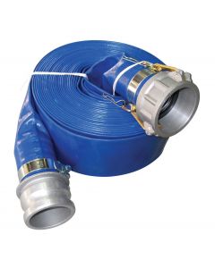 Blue PVC Layflat hose kit, 20m x 65 mm ID / 2.5" ID fitted with camlocks