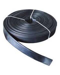 Black rubber layflat hose, 50 mm ID / 2" ID. Sold in custom lengths by the metre.