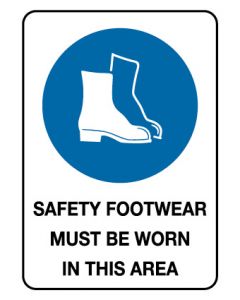 Mandatory Sign - Safety Footwear Must Be Worn In This Area 600 x 450 mm Poly
