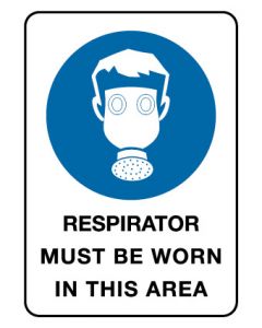 Mandatory Sign - Respirator Must Be Worn 600 x 450 mm Poly