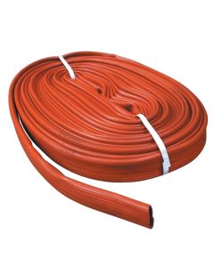 Red PVC Layflat hose, 50 mm ID / 2" ID. Sold in custom lengths by the metre.