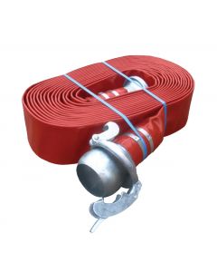 Red PVC Layflat hose kit, 20m x 150 mm ID / 6" ID fitted with Bauer fittings