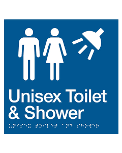 Door Braille Sign - Unisex Toilet (Blue)