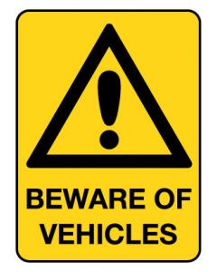 Warning Sign - Beware Of Vehicles 600 x 450 mm Poly