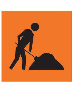 Worker digging safety sign