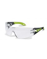 UVEX PHEOS Safety Glasses - Clear Lens, Fluoro Green / Black Frame