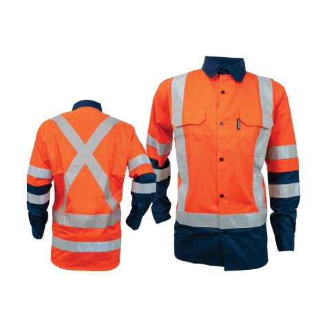 Orange/Navy Long Sleeve Drill Shirt 