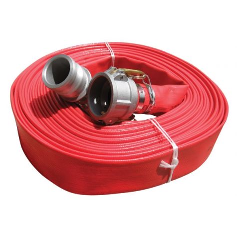 20m Red PVC Layflat hose kit, 75mm ID with camlocks