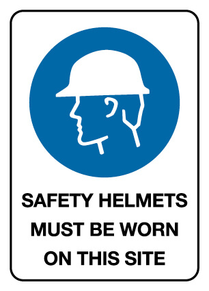 Mandatory Sign - Safety Helmets Must Be Worn 600 x 450 mm Poly