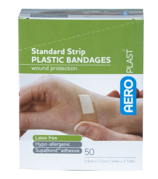 ADHESIVE STRIPS, PLASTIC, 72 X 19MM, PK50