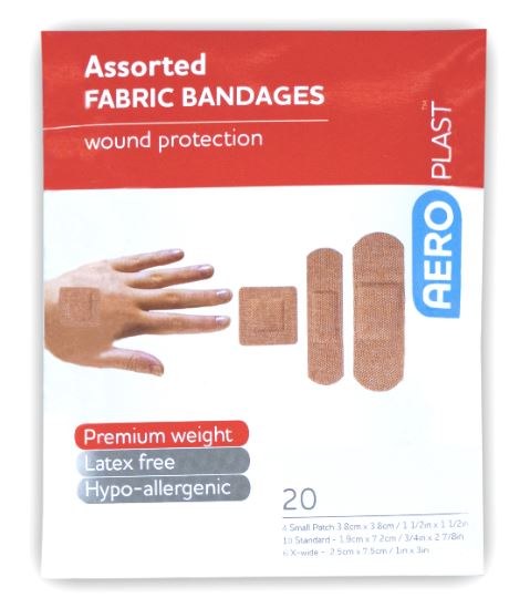 ADHESIVE STRIPS, FABRIC, ASSORTED, 20's, 15PK
