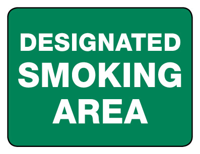 Prohibition Sign - Designated Smoking Area 600 x 450 mm Poly