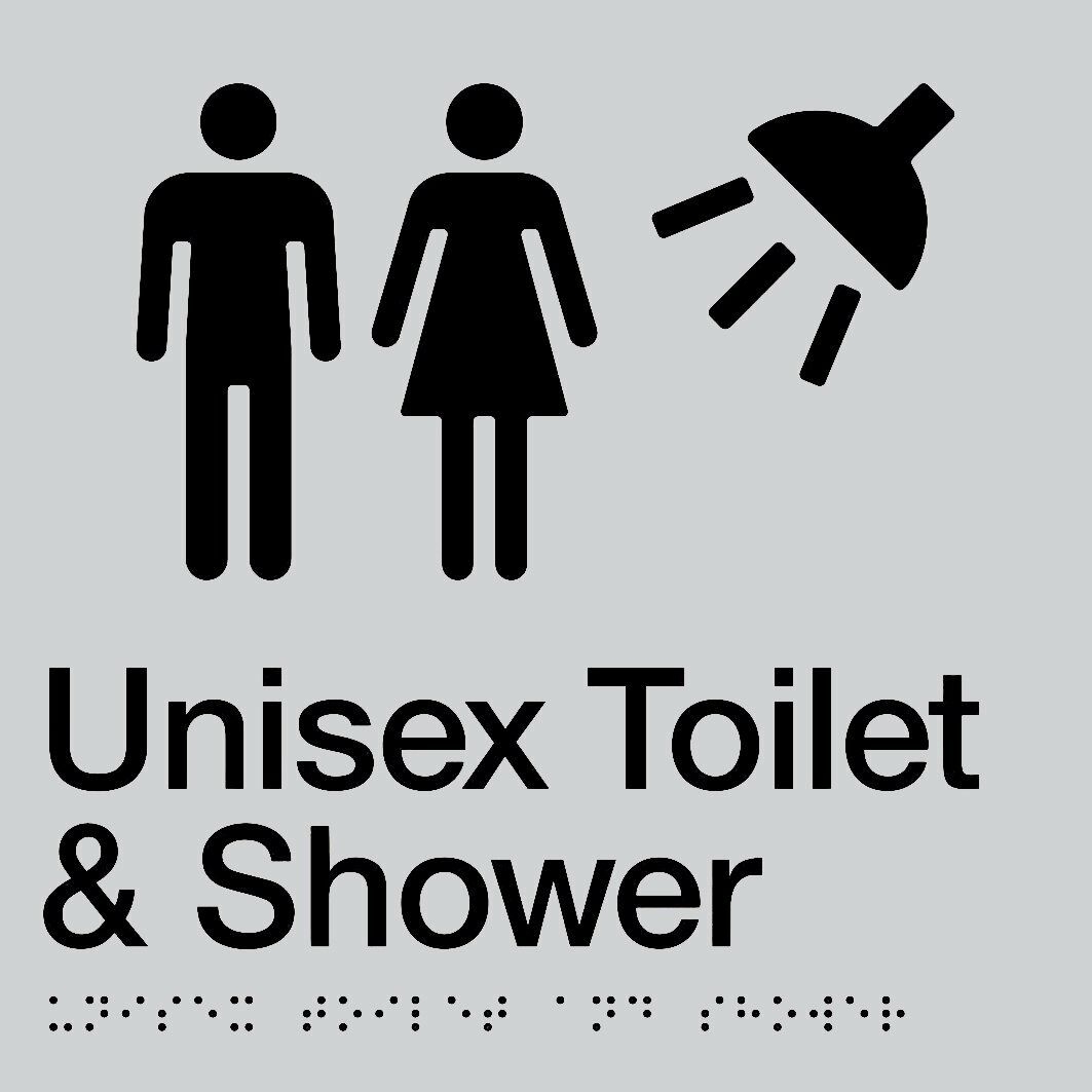 Door Braille Sign - Unisex Toilet (Silver)