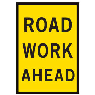 Boxed Edge Road Sign - ROADWORK AHEAD