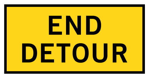 Boxed Edge Sign - End Detour 1200 x 600mm