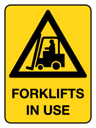 Warning Sign - Forklifts In Use 600 x 450 mm Poly